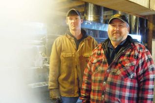 Clayton and Mel Conboy in the evaporator house